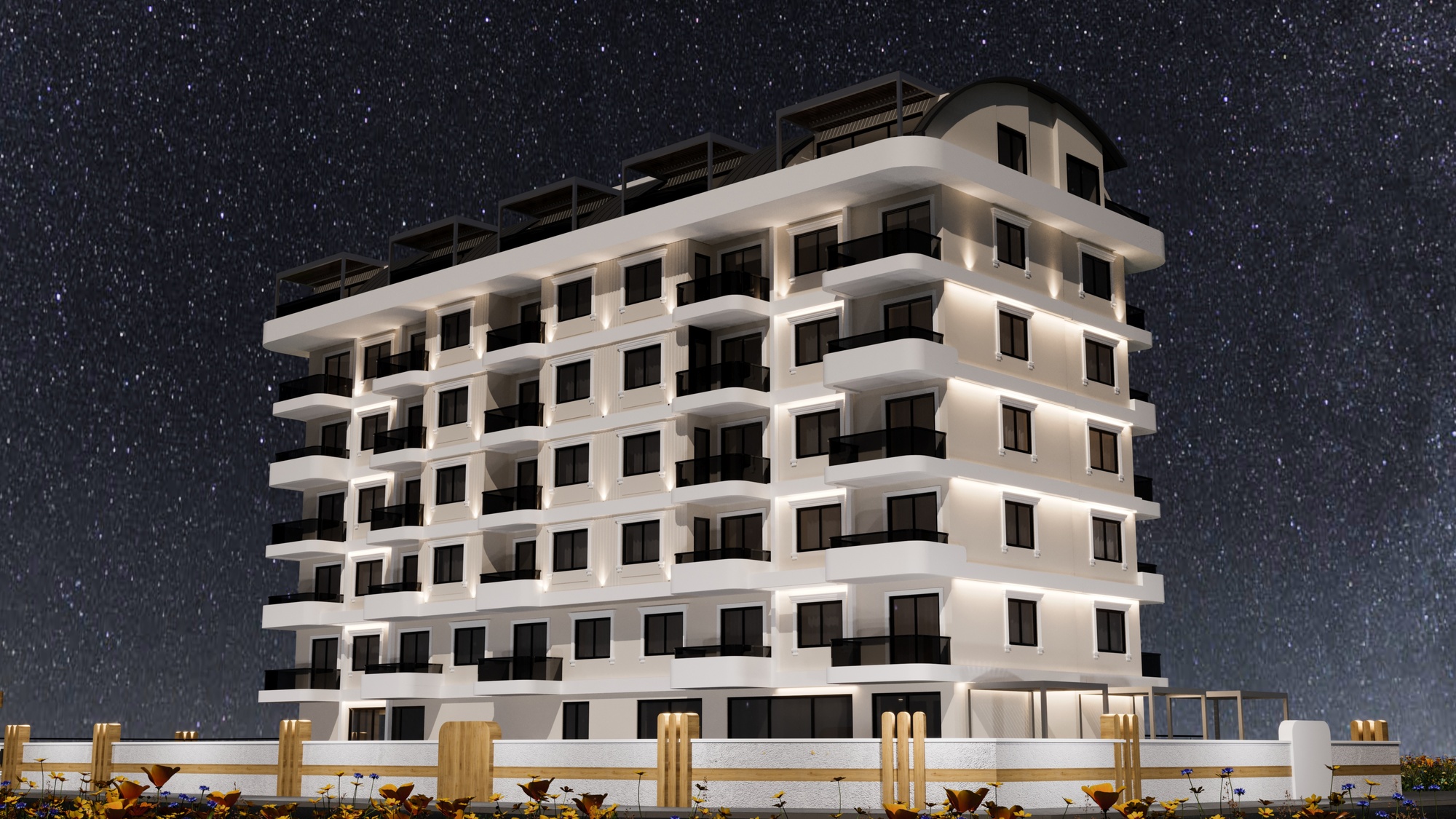 Riverside projesinin dış cephesinden geniş bir görünüm